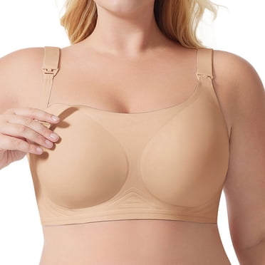 Fgnfyis Women's Light Solid Color Thin Adjustable Shoulder Strap Sagging Maternity Breastfeeding Bra Women Bras Beige L