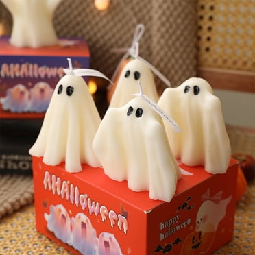 Boovnll Ghost Candles - 4Pcs Cute Aromatherapy Halloween Candle Horror & Novelty Halloween Candles for Home Desktop Holiday Party Decor Supplies, Halloween Decorations
