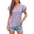 thumbnail image 2 of Birdeem Mode Femmes Été Col en V Uni Manches Courtes Aguichant Haut Blouse, 2 of 7