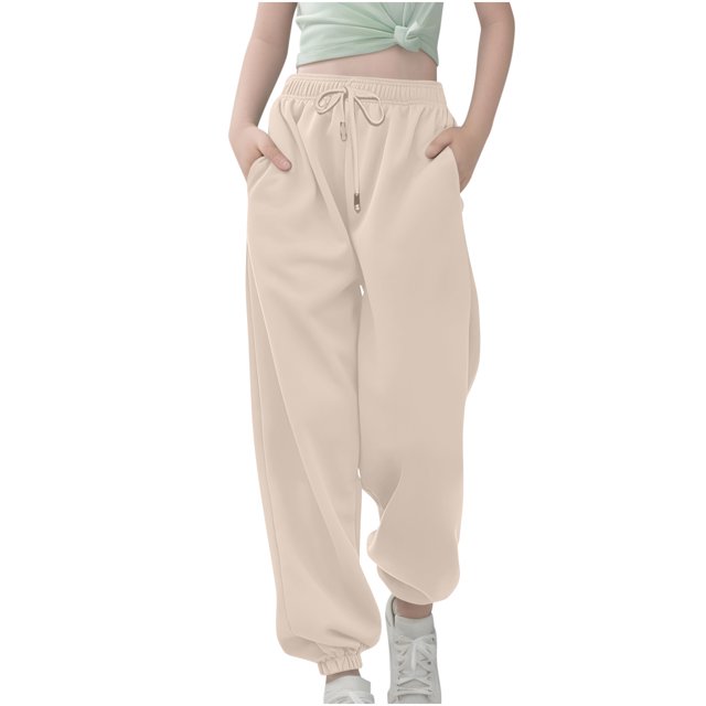 Plebaso Pantalon de Survêtement à Bas Resserré pour Garçons et Filles, Cordon de Serrage, Taille Haute, Pantalon Jogger, Pantalon de Course Athlétique