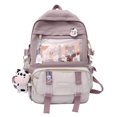 thumbnail image 1 of Women Cute Hit Color Backpack Student Canvas Knapsack with Pendant (Blue), 1 of 6