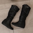thumbnail image 4 of Fankiway Bottes Hautes Décontractées pour Femmes, Talon Compensé Caché, Bride à Boucle, Bottes d'Hiver Mode, Noir, 4 of 7
