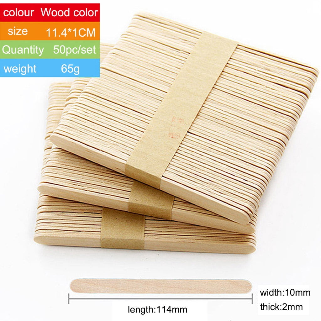 50 Pcs Sticks Ice Cream Sticks Natural Wood Popsicle DIY Sticks