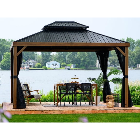 Yosemite Gazebo Structure en aluminium finition bois 10 x 12