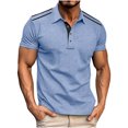 thumbnail image 1 of Styesk T Shirts for Man Fashion Solid Color Leisure Versatile Motion Button T-shirt Lapel Top, 1 of 5
