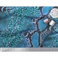 thumbnail image 2 of Soimoi Blue Modal Satin Fabric Leopard & Snake Animal Skin Print Sewing Fabric Yard 42 Inch Wide, 2 of 3