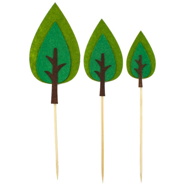 Coxeer Cake Topper Set Felt Plant Cute Cake Pick Cupcake Decoration Stick for Birthday