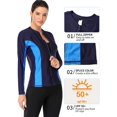 thumbnail image 2 of Charmo Womens Long Sleeve Rash Guard Top Zip Front Sun Protection Swim Shirt UPF 50+, 2 of 6