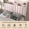 thumbnail image 4 of SIBEDS Bed Frame with Storage Drawers and Galaxy Star Projector PU Upholstered Pink Headboard, Queen, 4 of 9