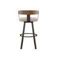 thumbnail image 4 of Amisco Lars 30 in. Swivel Bar Stool - Cream Bouclé Polyester / Light Brown Wood / Dark Brown Metal, 4 of 10