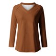thumbnail image 4 of KIHOUT Hauts pour Femmes Printemps Hiver Mode Décontractée Manches Longues Col en V Couleur Unie Hauts Blouse pour Dames, 4 of 4