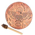 thumbnail image 1 of Tambour Chamanique Motif Oiseau Polyester Imitation Peau de Mouton Vintage Rond Instrument Tambour 25cm, 1 of 8