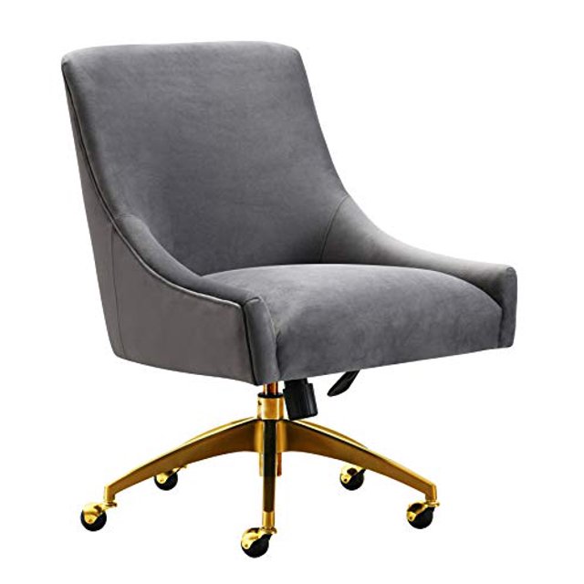 TOV Furniture Beatrix Fauteuil Pivotant Moderne Rembourré pour Bureau à Domicile Gris