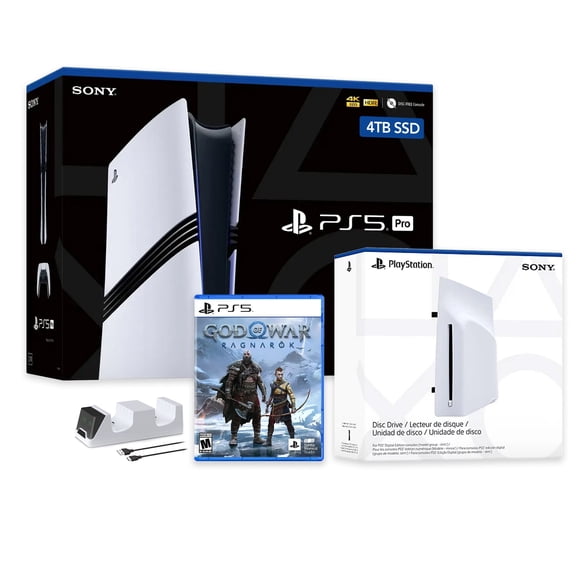 PlayStation 5 Pro 4TB SSD Console with Disc Drive, Wireless Controller and Charger, God of War Ragnarok - CFI-7019 PS5 Pro