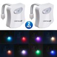 thumbnail image 2 of LIGHTSMAX Toilet Night Light ,Motion Activated LED Light,8 Colors Changing Toilet Bowl Nightlight for Bathroom,Perfect Decorating Combination Along with Water Faucet Light (2 Packs), 2 of 7
