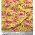 thumbnail image 1 of Soimoi Poly Georgette Fabric Check,Leaves & Rose Floral Print Sewing Fabric Yard 42 Inch Wide, 1 of 3