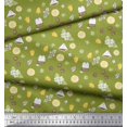 thumbnail image 3 of Soimoi Green Satin Silk Fabric Tea Bag,Star Anise & Lemon Slice Vegetable Decor Fabric Printed Yard 42 Inch Wide, 3 of 3