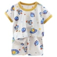 thumbnail image 1 of BOBOGOJP Pyjama 2 Doux à Manches Courtes Ensemble de Pyjama d'Été Extensible Court Vêtement de Nuit Grand (Or, 2-3 Ans), 1 of 6