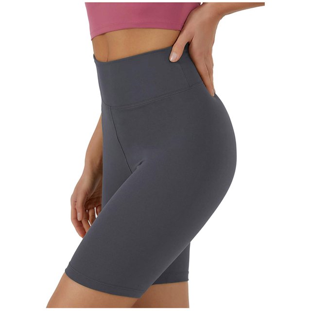 Women High Waist Yoga Shorts Polyester Stretchy for Workout and Running
