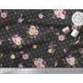 thumbnail image 2 of Soimoi Black polyester Crepe Fabric Leaves,Small Circle & Floral Print Sewing Fabric BTY 52 Inch Wide, 2 of 3