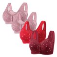 thumbnail image 1 of Plebaso 4 Pack Bras for Women Front Closure Everyday Bralettes Wireless Full Coverage Ladies Push up Bras, 1 of 3