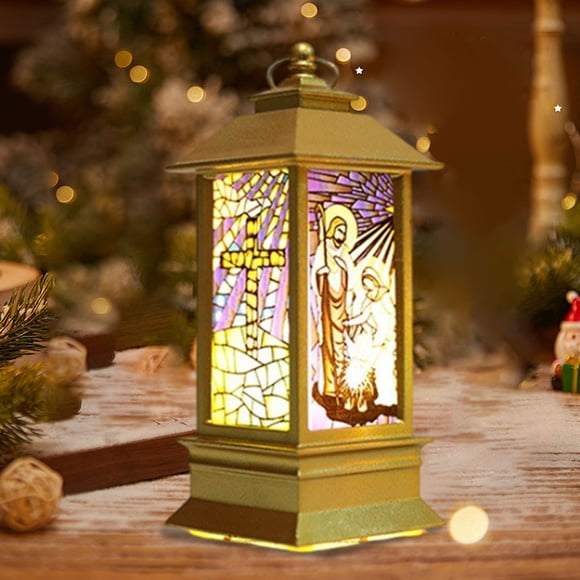 Lanterne de Noël avec Lumières LED Père Noël Bonhomme de Neige Décoration de Fête Intérieure Extérieure pour Cheminée de Table Manteau Veilleuse Festive