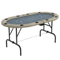 thumbnail image 1 of Soozier 70" Foldable Poker Table, 8 Player Blackjack Game Table, Blue, 1 of 10