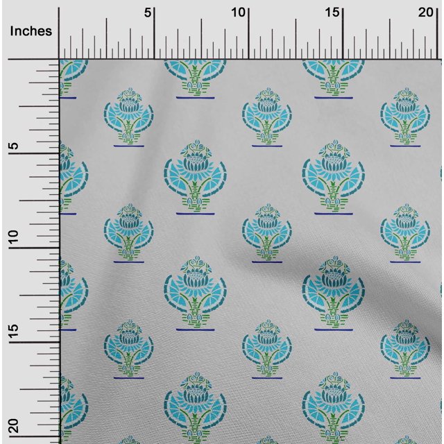 oneOone Cotton Flex Fabric Floral Block Print Fabric By The Yard 40 Inch Wide