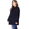 thumbnail image 4 of GRACE & GRANDEUR Women's Plus Peacoat Notched Lapel Double Breasted Mid Length Overcoat, 4 of 4