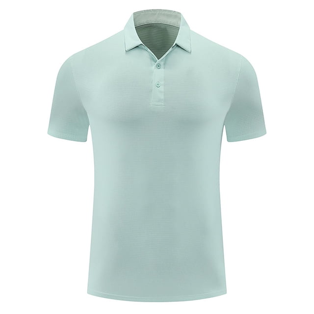 Styesk T-Shirts pour Homme Mode Décontractée Sport Absorption de la Sueur Couleur Unie Manches Courtes Col Rabattu Chemisier Chemise
