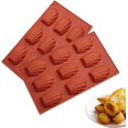 thumbnail image 1 of 9 Cavity Madeleine Pan, 2Pcs Nonstick Silicone Madeleine Molds, Shell Shape Baking Cake Mold Pan (Brick red), 1 of 4