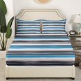 thumbnail image 3 of Erosebridal Gradient Gray Blue Bed Sheets Set King Size, Geometry Striped Bedding Sets King Size 4pcs, 3 of 7