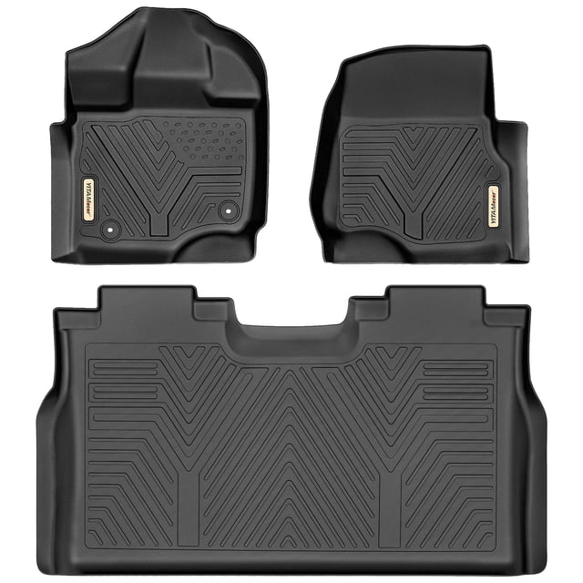 YITAMOTOR Floor Mats Compatible with F150, Custom Fit Floor Liners for 2015-2023 Ford F-150 SuperCrew Cab, 1st & 2nd Row All Weather Protection, Black