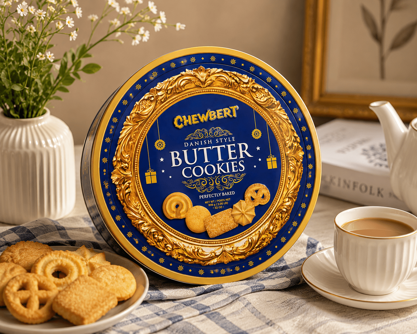 Chewbert Biscuits au Beurre de Style Danois en Boîte Métallique, 908 g