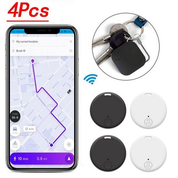 CHUANK 4 Pcs Traqueur Intelligent Bluetooth Anti-Perte pour Animal de Compagnie Enfant Portefeuille Clé Mini Localisateur GPS Détecteur Alarme Chien Chat Enfants Voiture Accessoires de Portefeuille