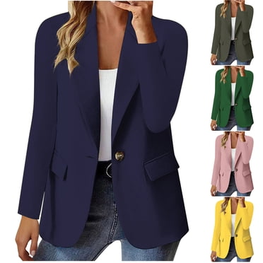 Sentmoon Vestes Blazer pour Femmes pour le Travail Décontracté Col Rabattu Manches Longues Boutonné Veste Blazer pour Femmes Grande Taille Couleur Unie Ajustée Respirante Affaires Vêtements pour Femmes Mode Urbaine pour Mariages Vert TG