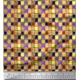 thumbnail image 1 of Soimoi Modal Satin Fabric Check & Brush Stroke Abstract Print Fabric by The Yard 42 Inch Wide, 1 of 3