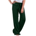 thumbnail image 1 of Kyusrd Wide Leg Pants For Women Drawstring Elastic High Waisted Long Wide Leg Trousers Pockets Palazzo Pants Casual Solid Color Breathable Loose Fit Yoga Pants, 1 of 7