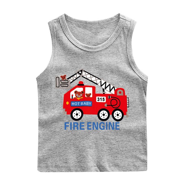 RXIRUCGD 2025 Vêtements d'Été pour Enfants Chemise de Base à Col Rond Sans Manches pour Garçons