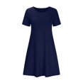 thumbnail image 5 of Ovzne Robes d'Été pour Femmes 2025 Robe Mode Femmes Été Décontractée Col Rond Manches Courtes Robe Mini Unie Robe de Vacances Manches Courtes Liquidation, 5 of 5