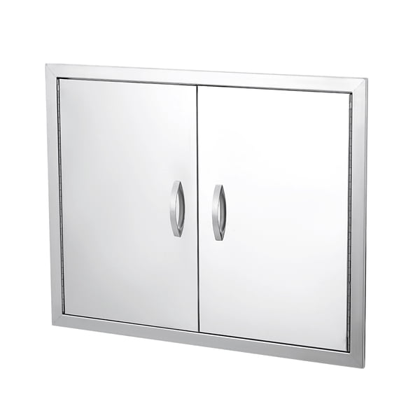 Portes d'Accès Doubles pour BBQ en Acier Inoxydable 304 pour Cuisine Extérieure – Montage Affleurant, Poignée et Évents, Résistant à la Corrosion, Brossé, Installation Facile – Taille : 36l x 21H Pouces – Double Porte – Poignée en Métal