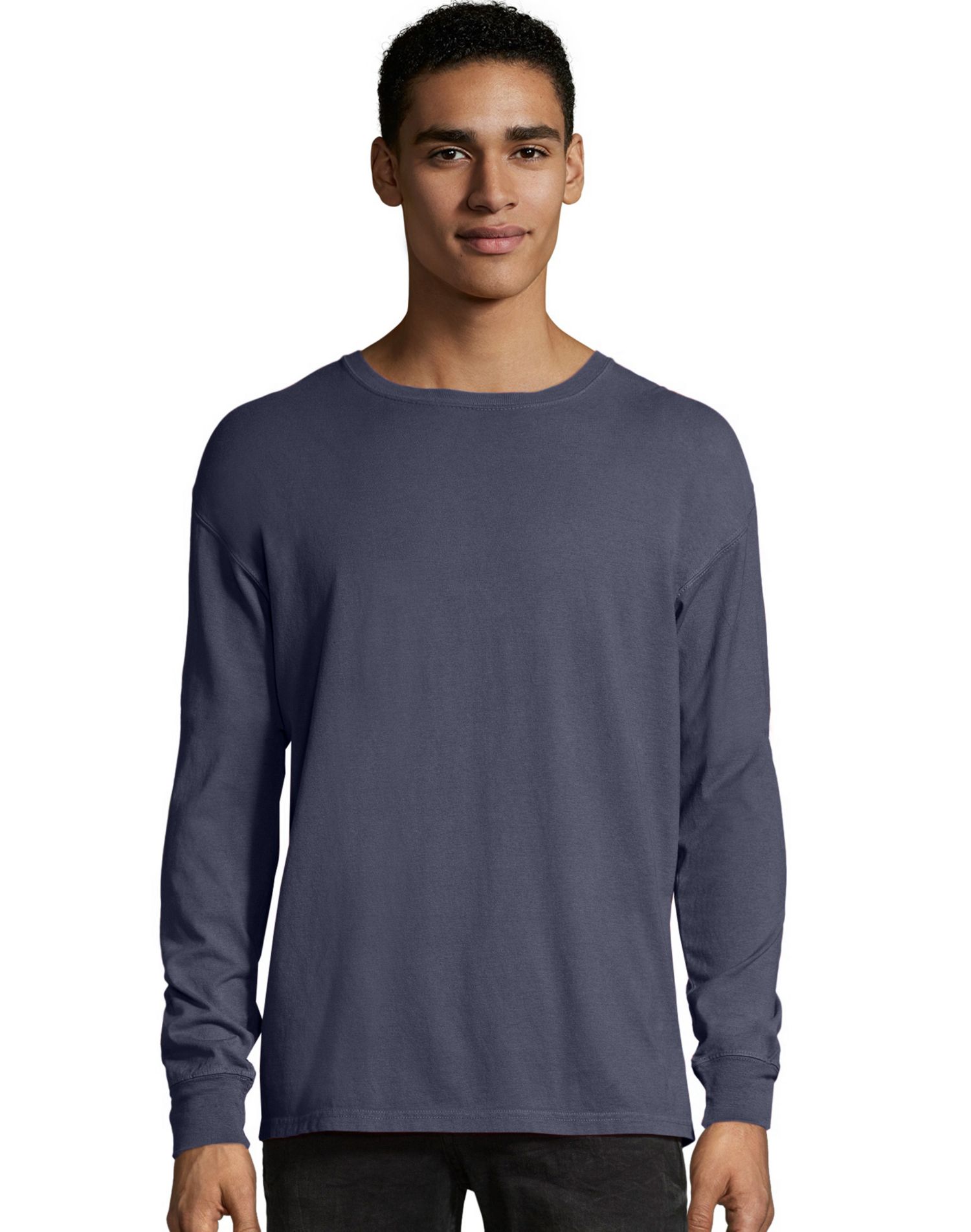 Hanes Mens ComfortWash Garment Dyed Long Sleeve Tee, XL, Anchor Slate