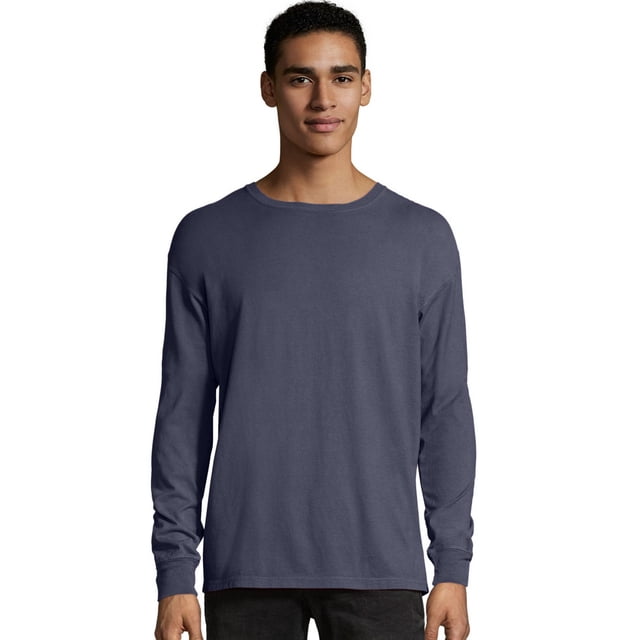 Hanes Mens ComfortWash Garment Dyed Long Sleeve Tee, M, Anchor Slate