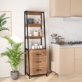 thumbnail image 4 of Gymax Ladder Bookshelf Tall Bookcase w/ 3 Open Shelves Printer Stand 3 Storage Drawers Natural, 4 of 10