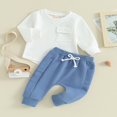 thumbnail image 2 of Toddler Boys 2PCS Pants Sets Solid Color Long Sleeve Sweatshirt and Drawstring Pants Sets 6-12 Months, 2 of 8