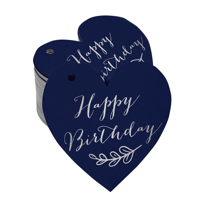 Inkdotpot Silver Foil Paper Hang Tags Happy Birthday Favor Tags 50 Pieces