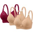 thumbnail image 2 of Bras for Women, 3PCS Womans Printing Gathered Together Large Size Daily Bra Underwear No Rims, 2 of 9