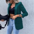 thumbnail image 4 of IROINID Veste Blazer Courte pour Femme, Col à Revers, Couleur Unie, Manches Longues, Cardigan de Tailleur pour Dames à Revers, Manteau de Tailleur Décontracté, Vert, 4 of 9