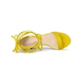 thumbnail image 4 of BLISSFUL STEP Women's Open Toe Lace up Sandals Mid Block Heels Sandals Yellow 10.5, 4 of 7