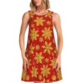 thumbnail image 1 of Xecao Noël avec Flocons de Neige Dorés pour Robes d'Été pour Femmes Robes Décontractées de Plage Cache-Maillots Robe T-Shirt Sans Manches Évasée avec Poches, 1 of 7